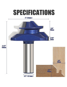 Fresa de Miter Vearter 45 Grados Mango 1,27 cm 5,08 cm Diámetro 2