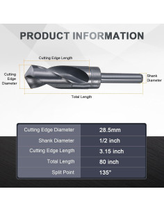 Broca 28.5mm uxcell HSS Nitrurada 135 para Metal y Madera 2