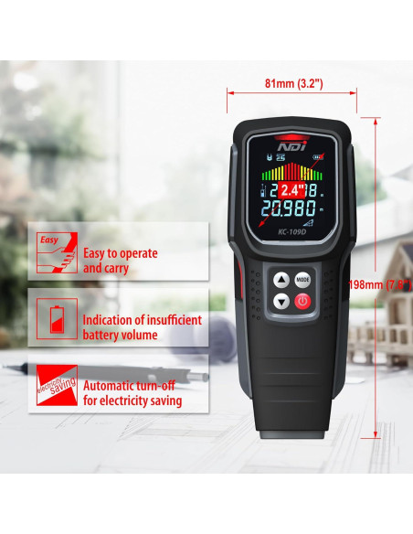 Detector Multifuncional NDI 5 en 1 con Medidor Láser 30m