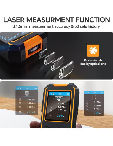 Detector de Pared SHGMEET NF-513S y Medidor Láser 40m