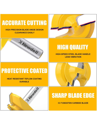 Fresa Miter Lock 45 Newdeli 1/2" Eje Herramienta Carpintería