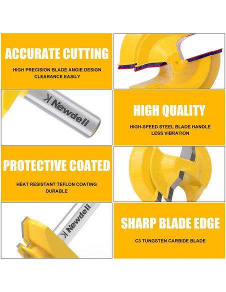 Fresa Miter Lock 45 Newdeli 1/2" Eje Herramienta Carpintería