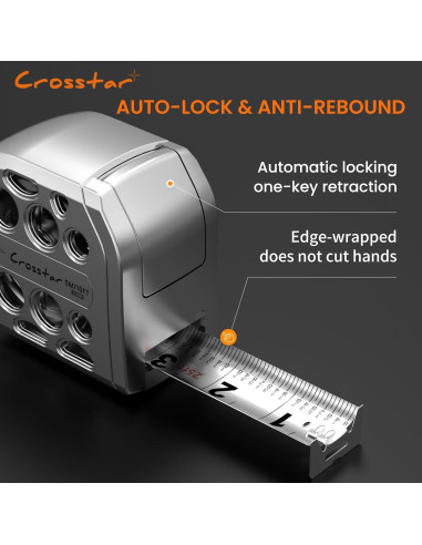 Cinta Métrica Crosstar 4.88m Doble Cara Magnética