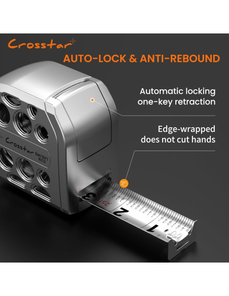 Cinta Métrica Crosstar 4.88m Doble Cara Magnética