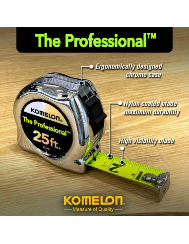 Cinta Métrica Komelon 425HV 7.62m Alta Visibilidad