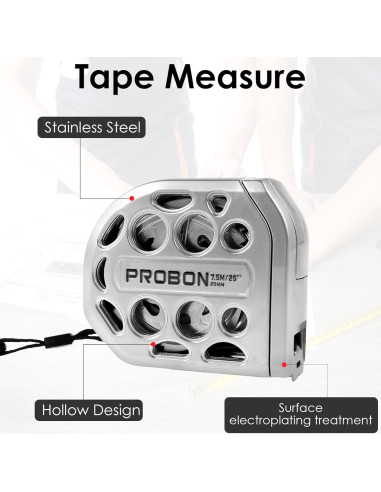 Cinta Métrica Hevtsde 7.5m Acero Inoxidable Impermeable