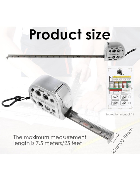 Cinta Métrica Hevtsde 7.5m Acero Inoxidable Impermeable Cinta Métrica Hevtsde 7.5m Acero Inoxidable Impermeable