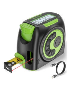 Cinta Métrica Láser Huepar DT30 60m y 5m Pantalla LCD