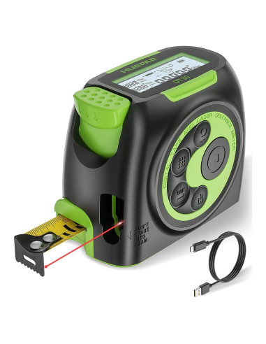 Cinta Métrica Láser Huepar DT30 60m y 5m Pantalla LCD