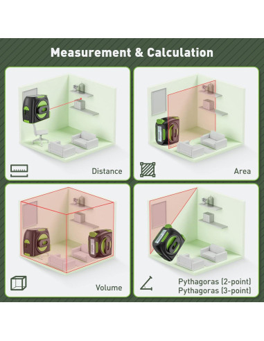 Cinta Métrica Láser Huepar DT30 60m y 5m Pantalla LCD