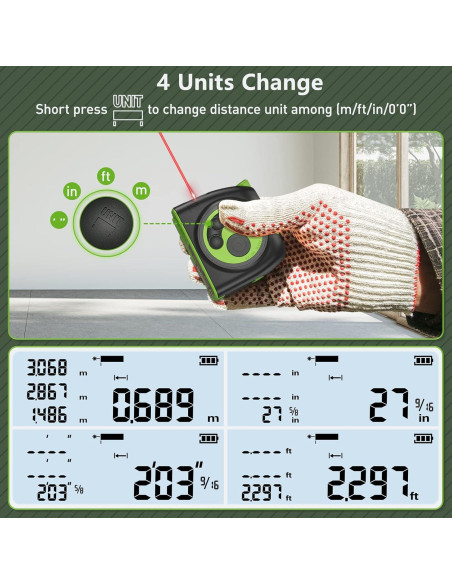Cinta Métrica Láser Huepar DT30 60m y 5m Pantalla LCD