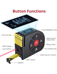 Cinta Métrica Láser BINTA 50m/5m Pantalla Digital USB-C 2