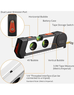 Nivel Láser Neoteck Multifuncional con Cinta Métrica 3m 2