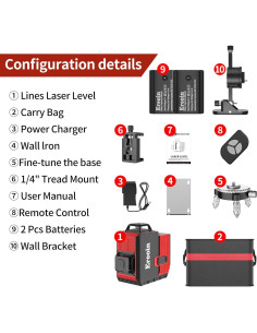 Nivel láser Ereoin 12 líneas 3x360 verde auto nivelante 2