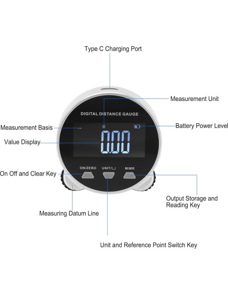 Cinta Métrica Digital Asixxsix 200m Pantalla LCD Recargable