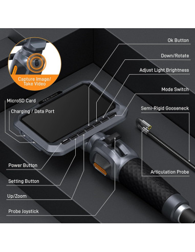 Borescopio Articulado Teslong TD300P 5.5mm con Luz LED