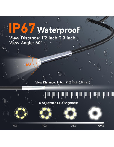 Cámara Endoscópica Oiiwak 3.9mm HD Pantalla 4.3" IP68