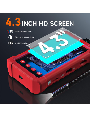 Cámara Endoscópica Oiiwak 3.9mm HD Pantalla 4.3" IP68