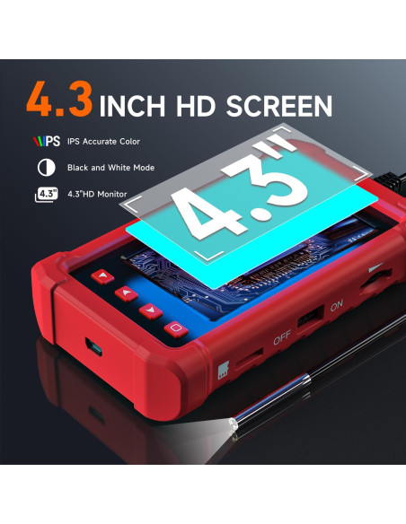 Cámara Endoscópica Oiiwak 3.9mm HD Pantalla 4.3" IP68 Cámara Endoscópica Oiiwak 3.9mm HD Pantalla 4.3" IP68