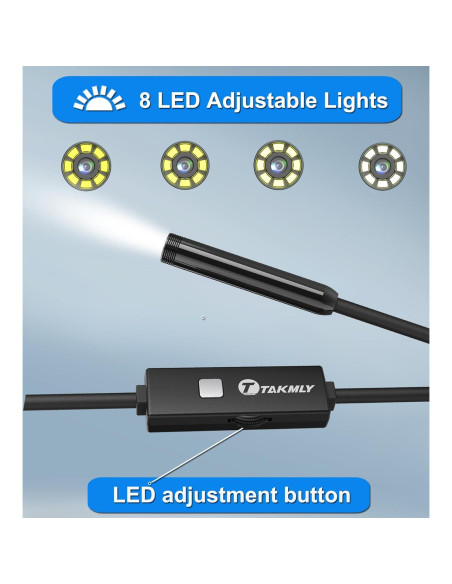 Endoscopio T TAKMLY para iPhone HD 2MP IP67 5m LED Endoscopio T TAKMLY para iPhone HD 2MP IP67 5m LED