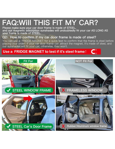 Cortina de Sombra Magnética Ovege para Ventana Lateral Auto 2pcs