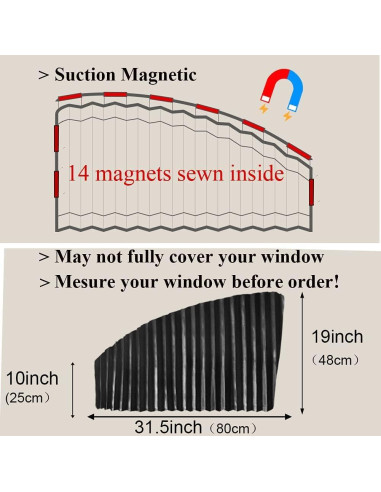 Cortina de Sombra Magnética Ovege para Ventana Lateral Auto 2pcs