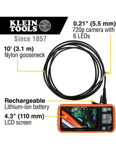 Cámara de Inspección Klein Tools 69462 3m IP67 LED 5.5mm 2