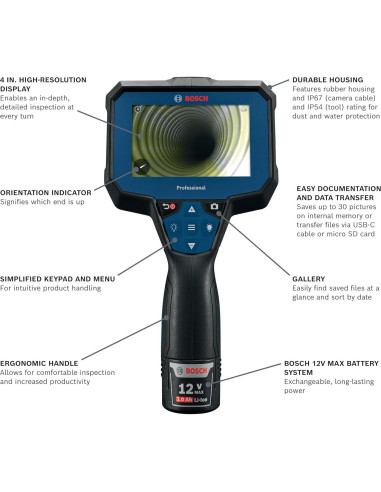 Cámara de Inspección BOSCH GIC4-23C 5m con Luz LED Ajustable