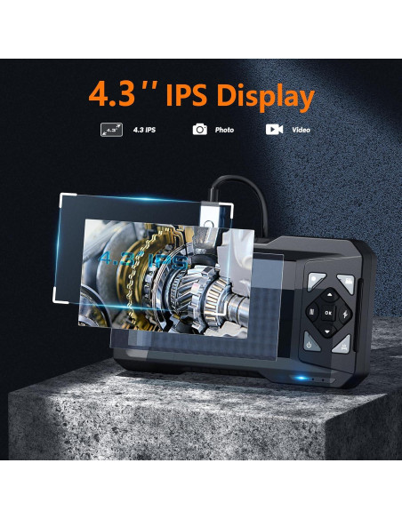 Endoscopio Industrial Hayve 4.3" HD IP67 5m con LED