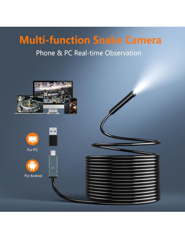 Endoscopio Industrial Hayve 4.3" HD IP67 5m con LED