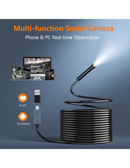 Endoscopio Industrial Hayve 4.3" HD IP67 5m con LED