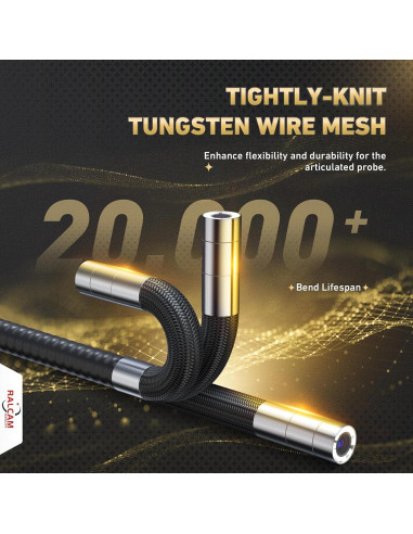 Cámara Borescopio Articulada Ralcam 6mm 360 con Luz LED