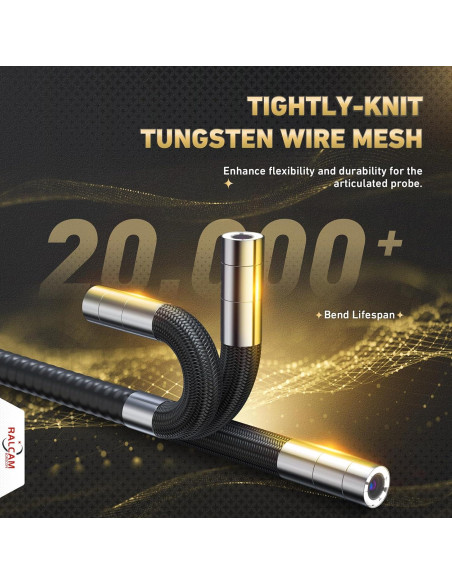 Cámara Borescopio Articulada Ralcam 6mm 360 con Luz LED