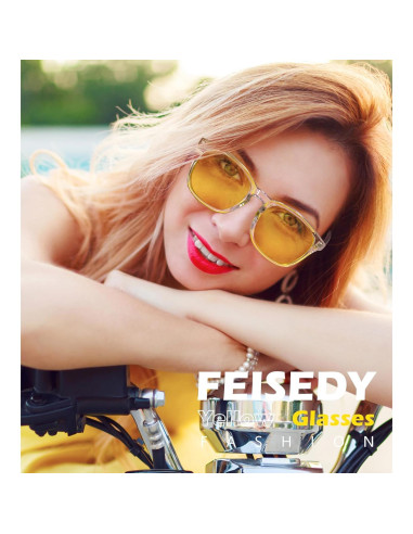 Gafas de Conducción FEISEDY Lentes Amarillas UV Protección