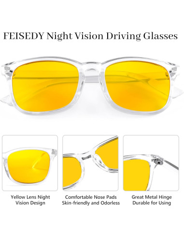 Gafas de Conducción FEISEDY Lentes Amarillas UV Protección