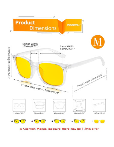 Gafas de Conducción FEISEDY Lentes Amarillas UV Protección