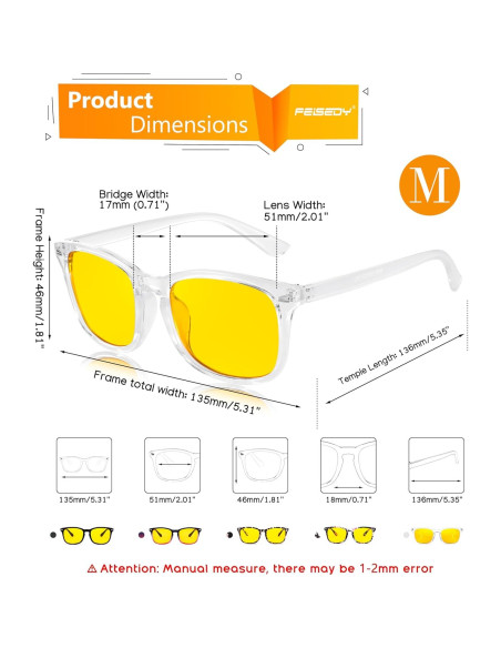 Gafas de Conducción FEISEDY Lentes Amarillas UV Protección