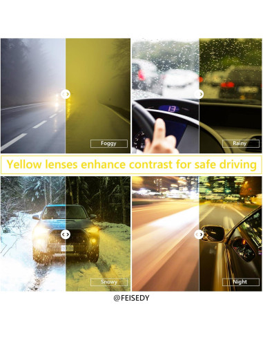 Gafas de Conducción FEISEDY Lentes Amarillas UV Protección