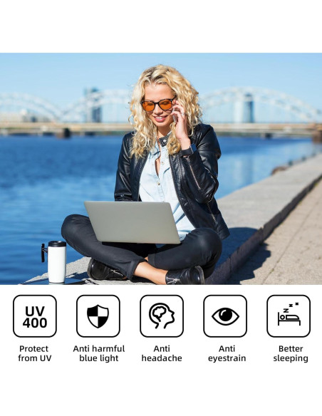 Gafas de Juego OKANY Anti Luz Azul UV400 Ámbar