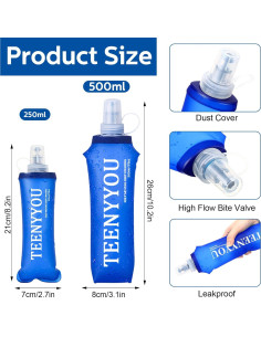 Paquete de 6 Botellas de Agua Colapsables Teenyyou 250ml 2