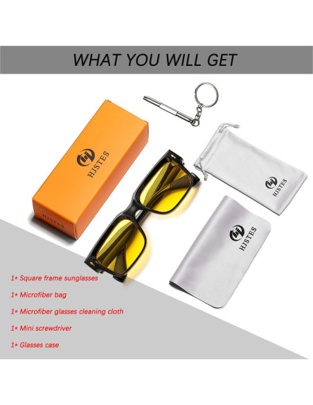 Gafas de sol HJSTES cuadradas retro UV400 para unisex