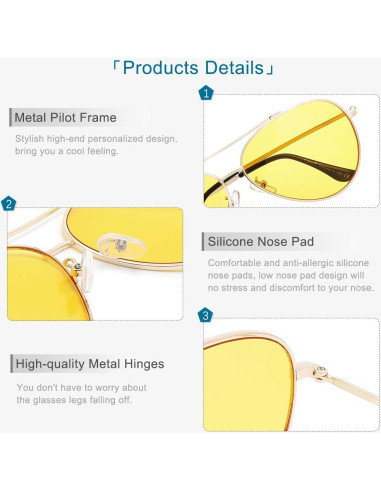 Gafas Aviador Cyxus Anti Luz Azul 8805 Marco Metal