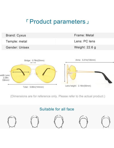 Gafas Aviador Cyxus Anti Luz Azul 8805 Marco Metal