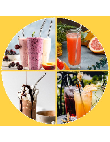 Juego de 8 Pajitas Cortas de Metal Trinkrittey 12.5cm Reutilizables