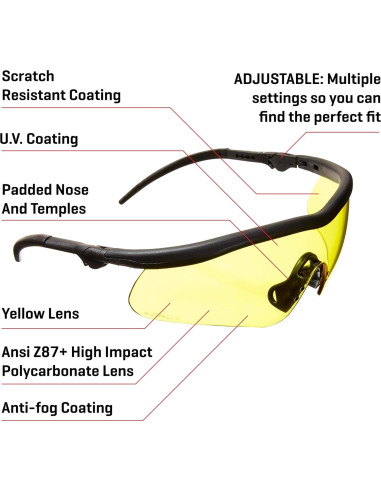 Gafas de Seguridad para Tiro Allen 2379, Lentes Amarillos ANSI Z87+