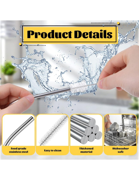 Juego de 8 Pajitas Cortas de Metal Trinkrittey 12.5cm Reutilizables