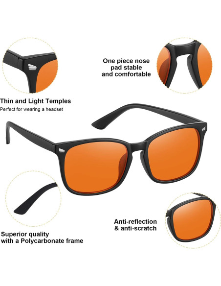 Gafas de Juego Okany Anti Luz Azul UV400 Ámbar