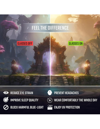 Gafas Gaming Titan UV400 Anti Luz Azul para Hombres