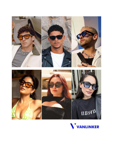 Gafas de Sol Vanlinker UV400 Cuadradas Gruesas Unisex
