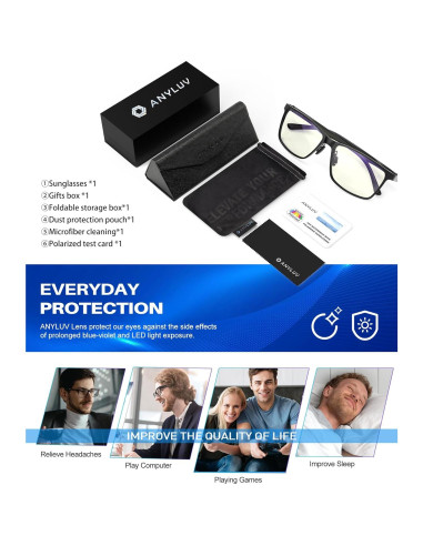 Gafas de Luz Azul ANYLUV A4556-N Al-Mg para Computadora